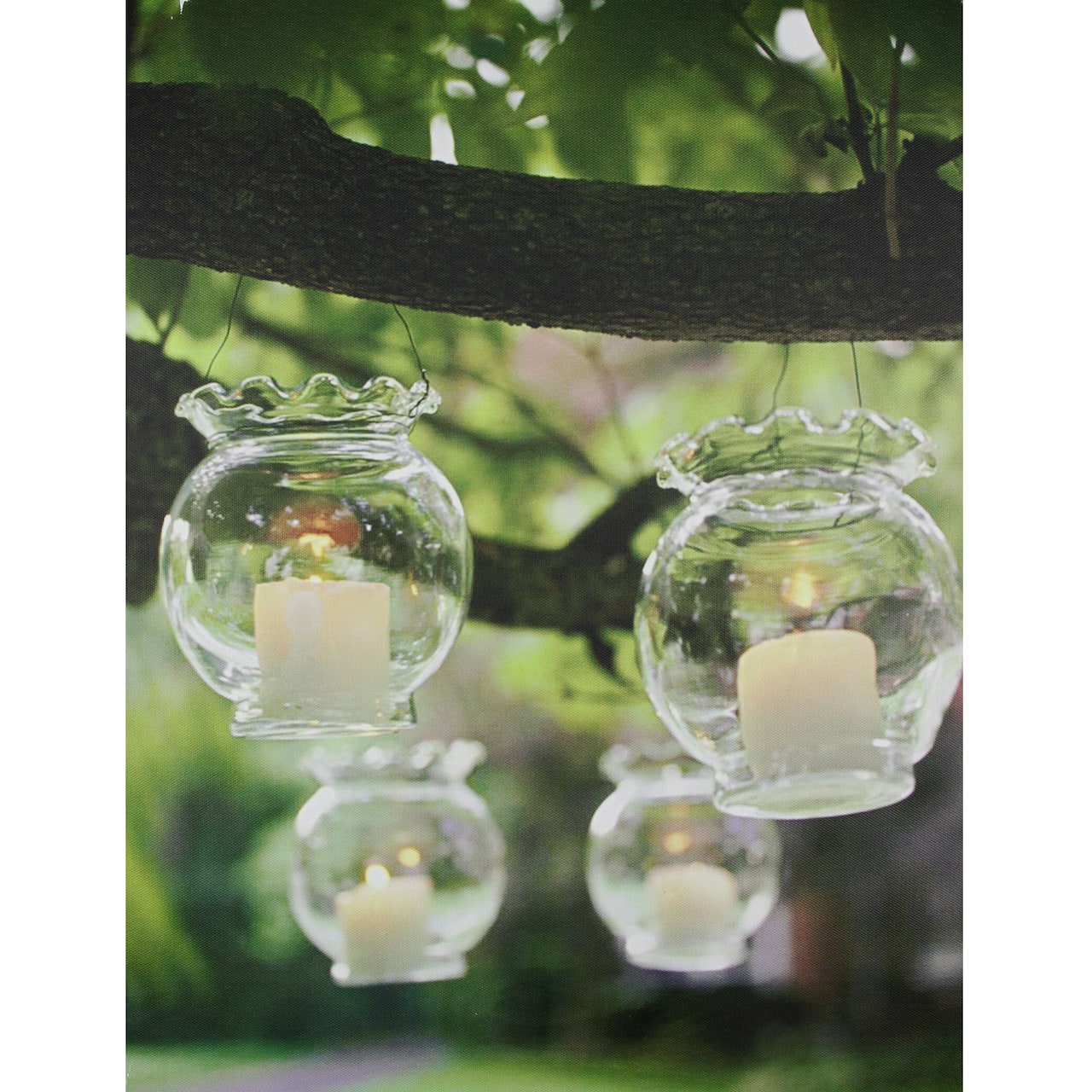 LED Flickering Garden Party Hanging Glass Candles Canvas Wall Art